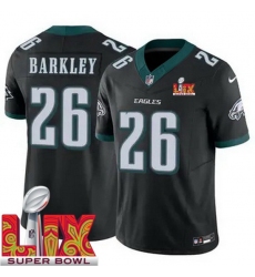 Unisex Philadelphia Eagles #26 Saquon Barkley Black 2025 Super Bowl LIX F.U.S.E. Stitched NFL Jersey