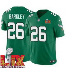 Unisex Philadelphia Eagles #26 Saquon Barkley Kelly Green 2025 Super Bowl LIX F.U.S.E. Stitched NFL Jersey