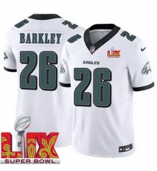 Unisex Philadelphia Eagles #26 Saquon Barkley White 2025 Super Bowl LIX F.U.S.E. Stitched NFL Jersey