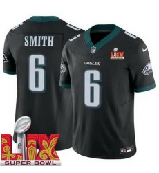 Unisex Philadelphia Eagles #6 DeVonta Smith Black 2025 Super Bowl LIX F.U.S.E. Stitched NFL Jersey