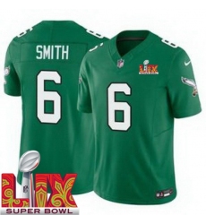 Unisex Philadelphia Eagles #6 DeVonta Smith Kelly Green 2025 Super Bowl LIX F.U.S.E. Stitched NFL Jersey