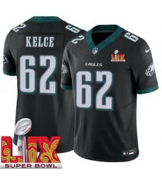 Unisex Philadelphia Eagles #62 Jason Kelce Black 2025 Super Bowl LIX F.U.S.E. Stitched NFL Jersey