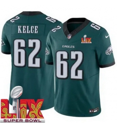 Unisex Philadelphia Eagles #62 Jason Kelce Green 2025 Super Bowl LIX F.U.S.E. Stitched NFL Jersey