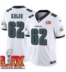 Unisex Philadelphia Eagles #62 Jason Kelce White 2025 Super Bowl LIX F.U.S.E. Stitched NFL Jersey