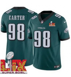 Unisex Philadelphia Eagles #98 Jalen Carter Green 2025 Super Bowl LIX F.U.S.E. Stitched NFL Jersey