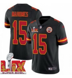 Unisex Kansas City Chiefs #15 Patrick Mahomes Black 2025 Super Bowl LIX F.U.S.E. Stitched Jersey