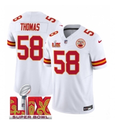 Unisex Kansas City Chiefs #58 Derrick Thomas White 2025 Super Bowl LIX F.U.S.E. Vapor Limited Stitched Football Jersey