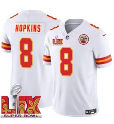 Unisex Kansas City Chiefs #8 DeAndre Hopkins White 2025 Super Bowl LIX F.U.S.E. Stitched Jersey