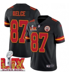 Unisex Kansas City Chiefs #87 Travis Kelce Black 2025 Super Bowl LIX F.U.S.E. Stitched Jersey