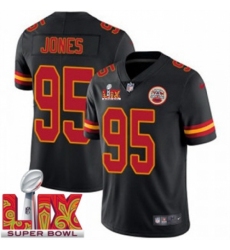 Unisex Kansas City Chiefs #95 Chris Jones Black 2025 Super Bowl LIX F.U.S.E. Stitched Jersey