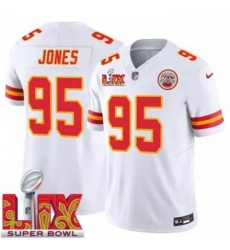 Unisex Kansas City Chiefs #95 Chris Jones White 2025 Super Bowl LIX F.U.S.E. Stitched Jersey