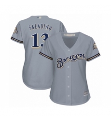 Women's Milwaukee Brewers #13 Tyler Saladino Authentic Grey Road Cool Base Baseball Player Jersey