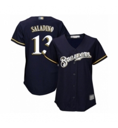 Women's Milwaukee Brewers #13 Tyler Saladino Authentic Navy Blue Alternate Cool Base Baseball Player Jersey