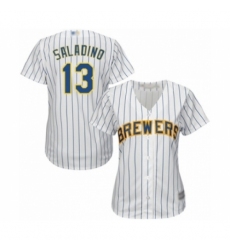 Women's Milwaukee Brewers #13 Tyler Saladino Authentic White Alternate Cool Base Baseball Player Jersey