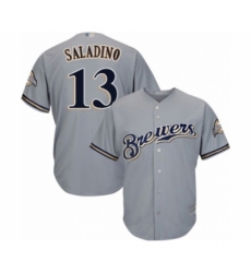 Youth Milwaukee Brewers #13 Tyler Saladino Authentic Grey Road Cool Base Baseball Player Jersey