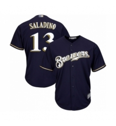 Youth Milwaukee Brewers #13 Tyler Saladino Authentic Navy Blue Alternate Cool Base Baseball Player Jersey