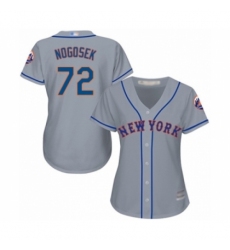 Women's New York Mets #72 Stephen Nogosek Authentic Grey Road Cool Base Baseball Player Jersey